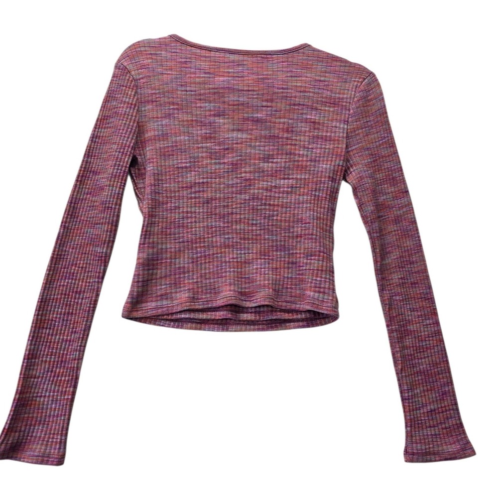 SO Goods For Life Pink Space Dye Ribbedβ Wrap Crop Top Long Sleeve Mens Size M